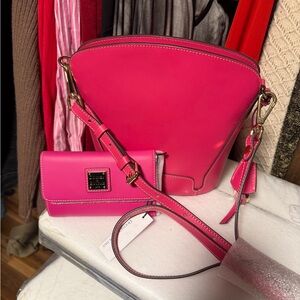 Vibrant Pink Crossbody Bag and Wallet Set